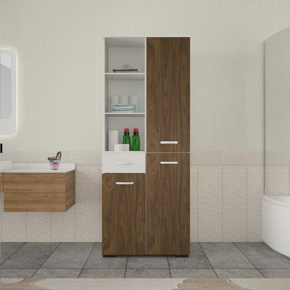 MODİLAYN CEVHER BANYO Çok Amaçlı Banyo Dolabı, Ceviz Beyaz - 5