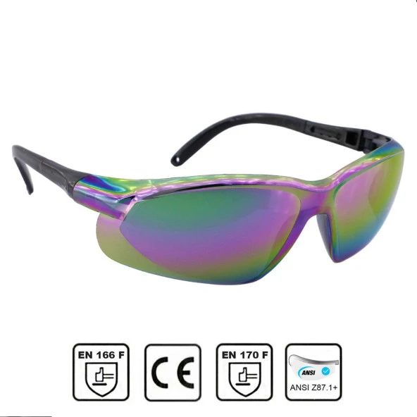 Bisiklet Güneş Gözlüğü  Motorcu Uv Korumalı Yüz Ayarlı Motorcu Toz Koruma Bisikletçi Gözlük Aynalı Gökkuşağı