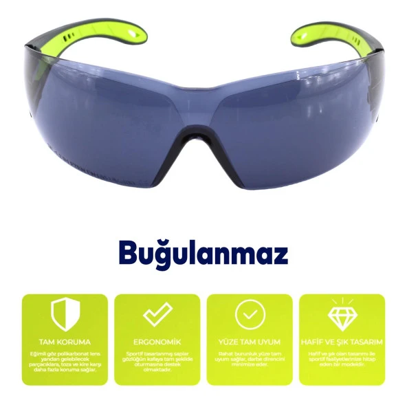 Bisiklet Koşu Motorcu Outdoor Güneş Gözlüğü Uv Korumalı Sporcu Bisikletçi Buğulanmaz Gözlük Füme Silikon Kulaklık - 3