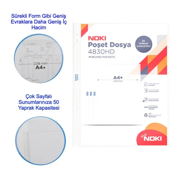 Noki HD Telli Dosya Mavi 3 lü HD Poşet Dosya 10 lu ve HD 1-5 Rakam Ayraç - 9