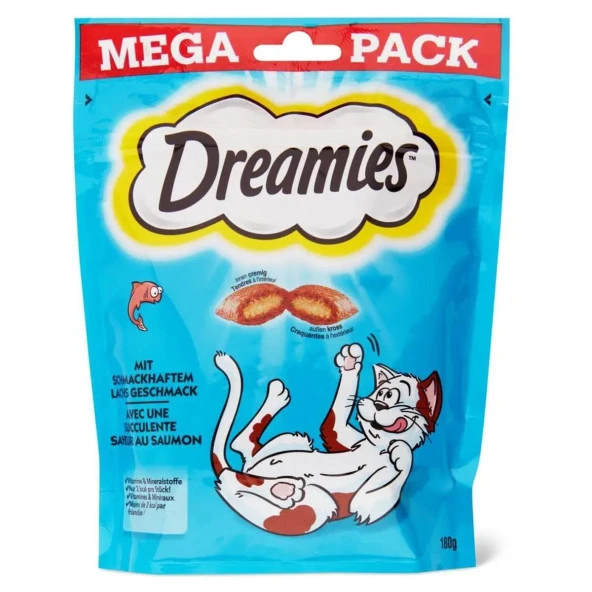 Dreamies Mega Pack İç Dolgulu Somonlu Kedi Ödül Bisküvisi 180 Gr