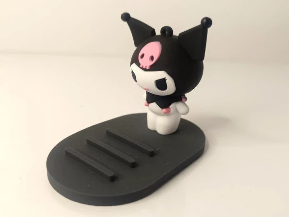 Telefon Tutucu Sanrio Kuromi Silikon Telefon Standı Karakter Figür Oyuncak - Resim 5