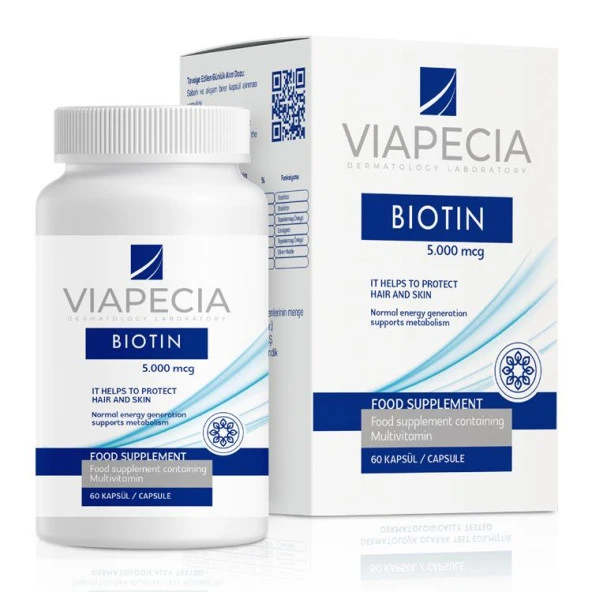 Viapecia Biotin 5000mcg Tablet 60 li Takviye Edici Gıda