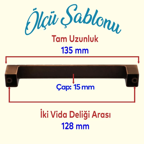 128 mm Eskitme Antik Bakır Bihter Düz Metal Mobilya Mutfak Çekmece Kapak Dolap Kulpu Kulbu Kulpları - 2