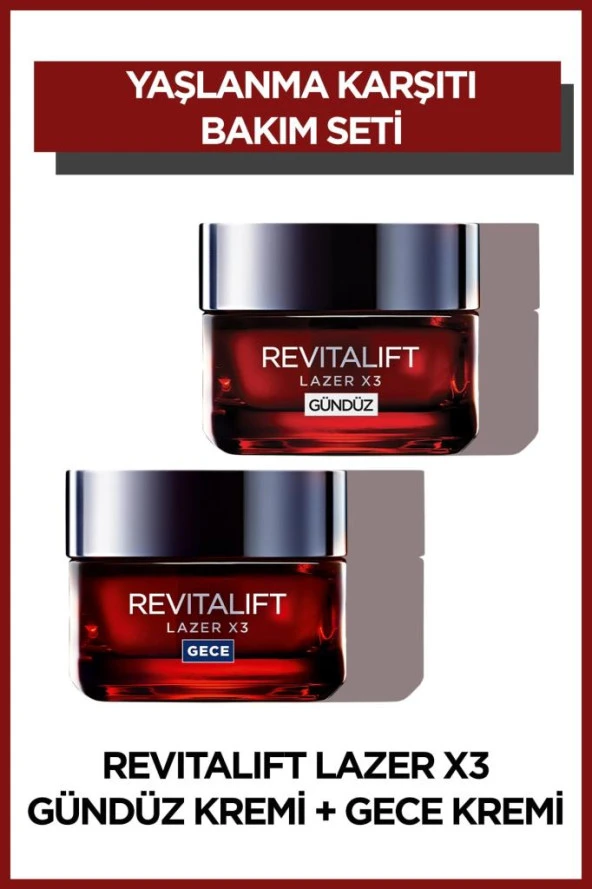 LOreal Paris Revitalift Lazer X3 Yoğun Yaşlanma Karşıtı Gündüz Bakım Kremi Gece Bakım Kremi 50 ml ürün görseli 1