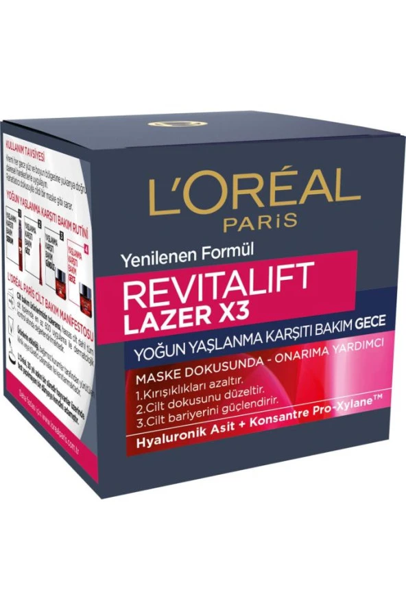 LOreal Paris Revitalift Lazer X3 Yoğun Yaşlanma Karşıtı Gündüz Bakım Kremi Gece Bakım Kremi 50 ml - Resim 5