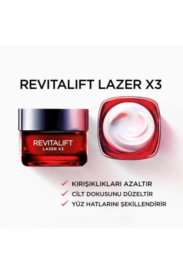 LOreal Paris Revitalift Lazer X3 Yoğun Yaşlanma Karşıtı Gündüz Bakım Kremi Gece Bakım Kremi 50 ml - Resim 7