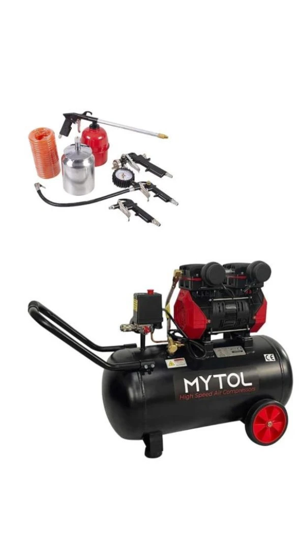 Mytol MY0501 50 lt 1.5 Hp Sessiz Yüksek Hızlı Kompresör Ve 5 Parça Setli