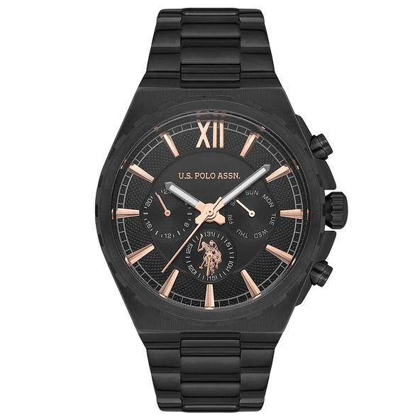 U.S. POLO ASSN. USPA1030-02 SİYAH İYON KAPLAMA ERKEK KOL SAATİ
