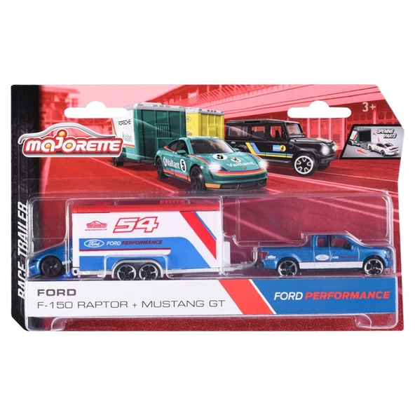 Majorette Race Trailer Ford F-150 Raptor & Mustang GT - 4