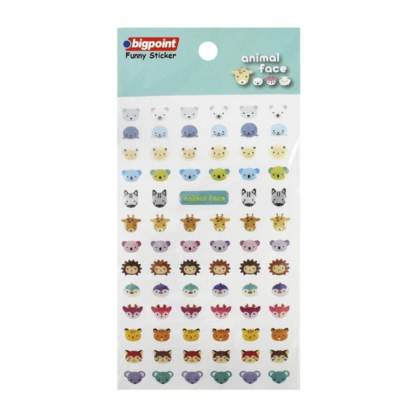 Bigpoint Sticker Hayvan Yüzleri 15'li Paket ürün görseli