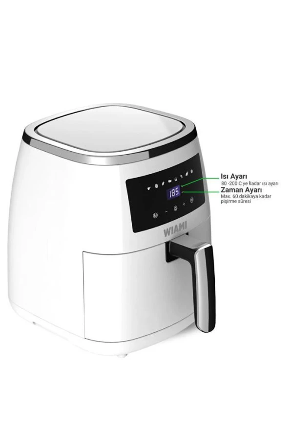 Wiami Air Fryer 5 Litre Beyaz Akıllı Fritöz Teşhir