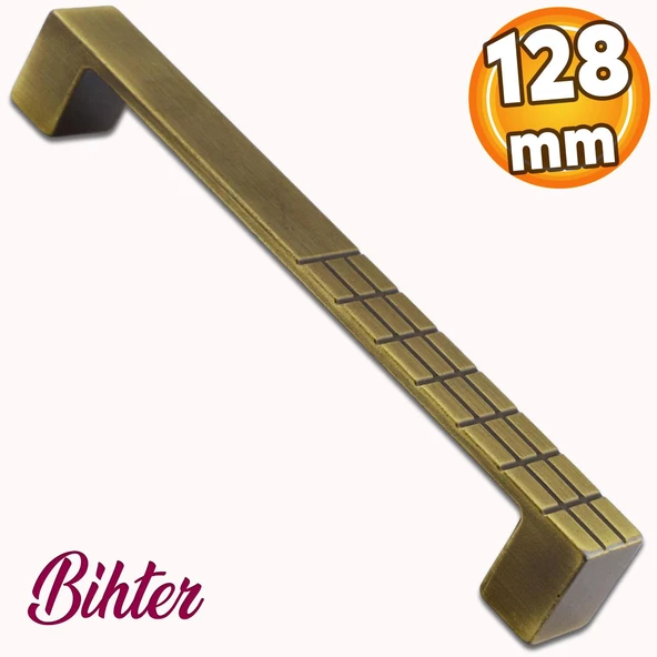 Bihter Metal 128 mm Eskitme Antik Sarı Mobilya Mutfak Çekmece Dolap Dolabı Kulpu Kulbu Kulpları