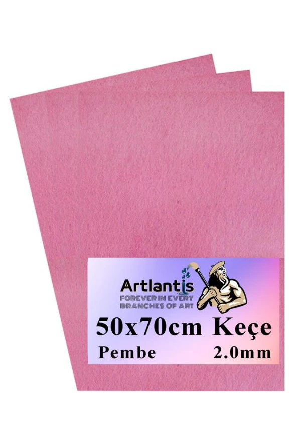 Pembe Keçe 50x70 cm 2.0 mm 3 Adet Renkli Hobi Keçesi Elişi Keçesi Anasınıfı Kreş Okul Öncesi