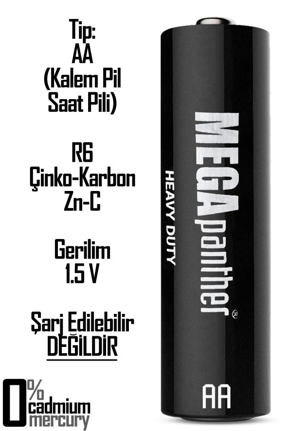 4lü AA R6 Kalın Kalem Pil Saat Pili Zn-C 1.5V - 2