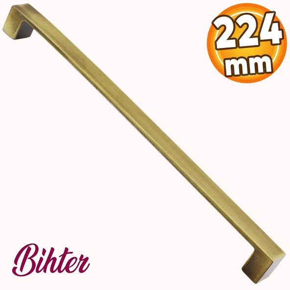 Düz Eskitme Antik Sarı Bihter Metal 224 mm Mobilya Mutfak Çekmece Dolap Dolabı Kulpu Kulbu Kulpları