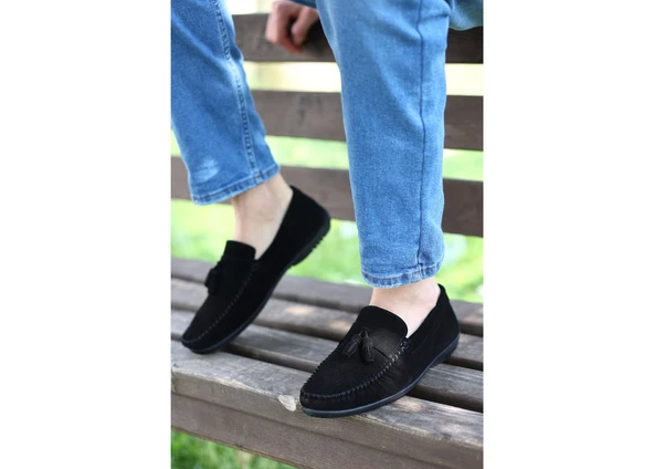 Tomiross Erkek Siyah Süet Günlük Loafer Babet Ayakkabı LFRPSKL-4230 - 4