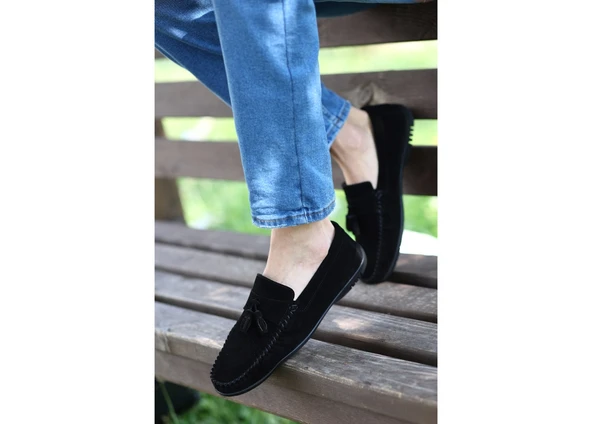 Tomiross Erkek Siyah Süet Günlük Loafer Babet Ayakkabı LFRPSKL-4230 - 3