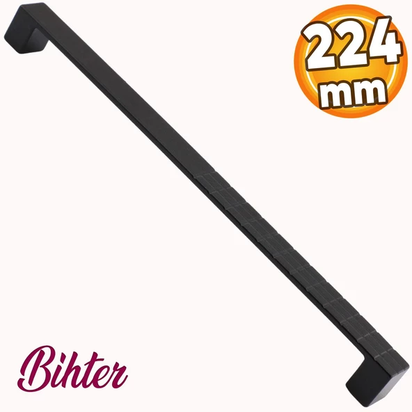 Bihter Mobilya Mutfak Dolabı Çekmece Dolap Kapak Kulpu Kulbu Metal Kulpları Siyah (224 MM-22.4 CM)