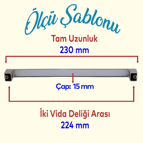 Bihter Mobilya Mutfak Dolabı Çekmece Dolap Kapak Kulpu Kulbu Metal Kulpları Siyah (224 MM-22.4 CM) - Resim 2
