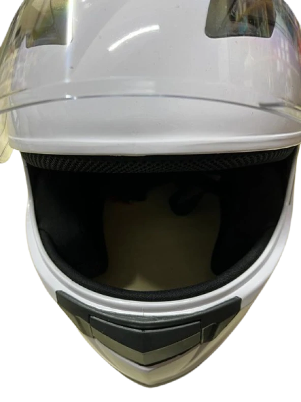 Motosiklet Düz Renk Eko Fullface Kask Beyaz - 3