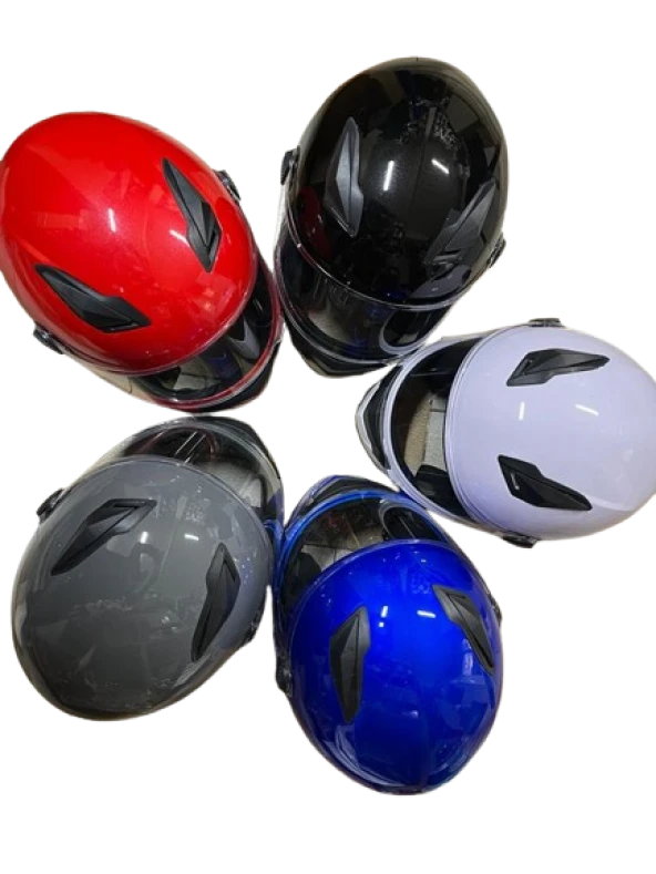 Motosiklet Düz Renk Eko Fullface Kask Beyaz - 6