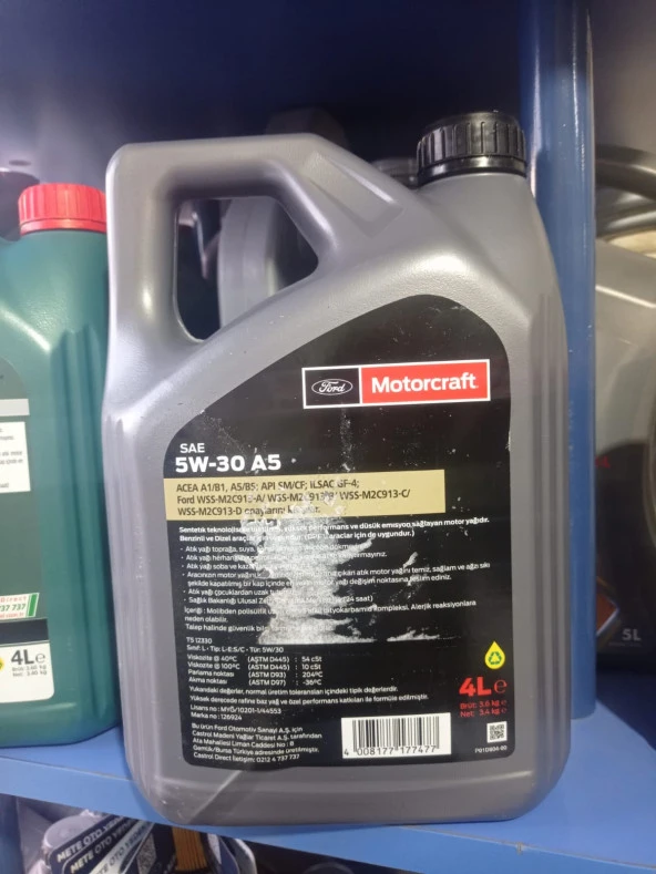 Ford Motorcraft Motor Yağı 5W-30 4 Litre A5 Serisi Sentetik Teklonoji - 2