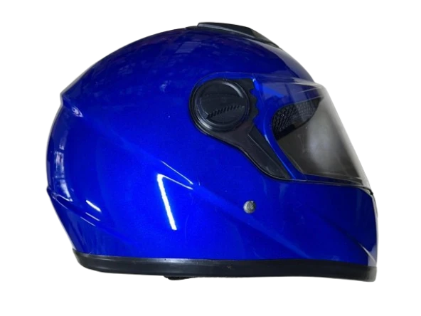 Motosiklet Düz Renk Eko Fullface Kask Mavi