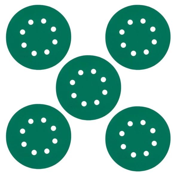 Delikli 125 mm Yeşil Cırt Zımpara Taşlama 180 Kum Kaporta Boya Duvar Metal Cila Parlatma 5 Adet - Resim 5