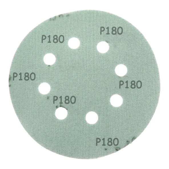 Delikli 125 mm Yeşil Cırt Zımpara Taşlama 180 Kum Kaporta Boya Duvar Metal Cila Parlatma 5 Adet - Resim 7