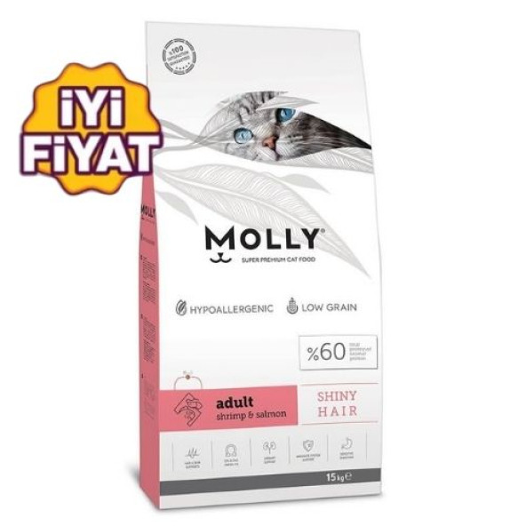 Molly Somonlu Karidesli Düşük Tahıllı Yetişkin Kedi Maması 15 kg