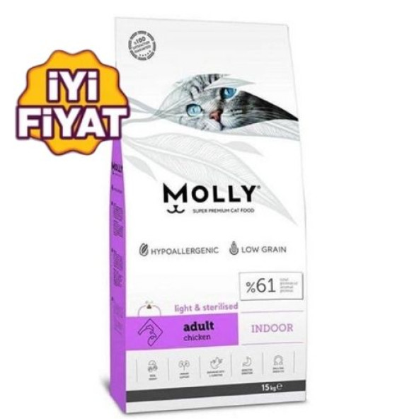 Molly Kısırlaştırılmış Kedi Maması Sterilised Tavuklu 15 Kg