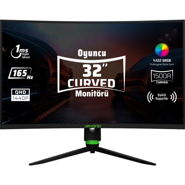 Monster Aryond A32 V1.3 31.5" QHD 2560X1440 165Hz 1ms Hoparlörlü Curved Oyuncu Monitörü