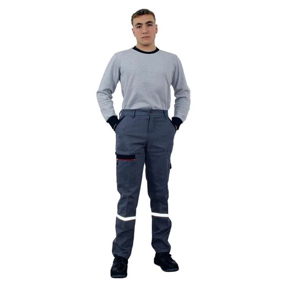 Persmont PF04K Gri Fermuarlı Gabardin Kışlık Pantolon  3XL