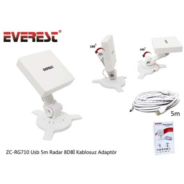 EVEREST ZC-RG710 USB 5M RADAR 8DBI KABLOSUZ ADAPTÖR - 2