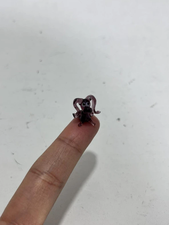 El Yapımı Mini Murano Cam Köpek Biblo A156-01 - Resim 4