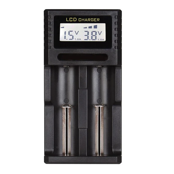 Powermaster 4.2 Volt 2 x 0.5 Amper Pil Şarj Cihazı Li-on Pil Şarj Aleti AA AAA Ni-MH 26650 18650 18350 17500 - 4