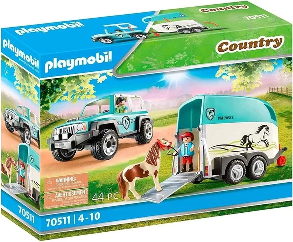 Playmobil 70511 Kır Midilli Römorklu Midilli Çiftlik Arabası, midilli çiftliği, at oyuncakları, eğlenceli, yaratıcı rol