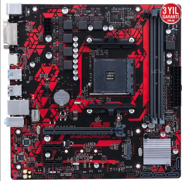 ASUS B450M-DRAGON B450 DDR4 (Vga Yok) GLan mATX DVI USB3.1 HDMI M2 AM4 AMD Anakart