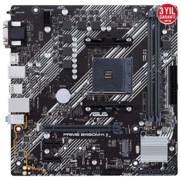 ASUS PRIME B450M-K II B450 DDR4 Vga GLan mATX DVI HDMI USB3.2 M.2 AM4 AMD Anakart