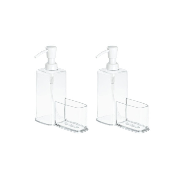 SÜNGERLİKLİ BEYAZ SIVI SABUNLUK 2 ADET 15X7X20CM 470ML - 2