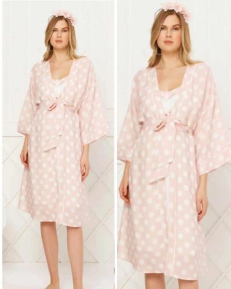 Cossy By Aqua 21542 Pudra Puantiyeli Lohusa Sabahlık - Resim 2