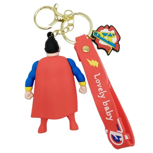 Süperman 3D Silikon Anahtarlık Gold Metal - Resim 3
