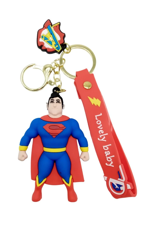 Süperman 3D Silikon Anahtarlık Gold Metal - Resim 4
