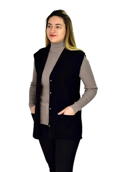 Kadın Cepli Triko Yelek BGL-ST03345 - 6