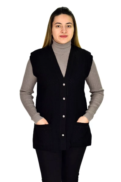 Kadın Cepli Triko Yelek BGL-ST03345 - 4
