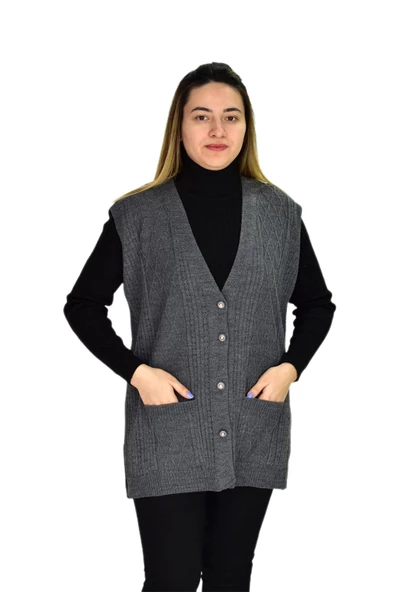 Kadın Cepli Triko Yelek BGL-ST03344 - Resim 4