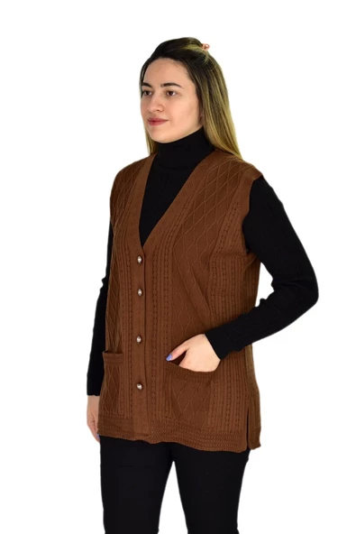 Kadın Cepli Triko Yelek BGL-ST03344 - Resim 8