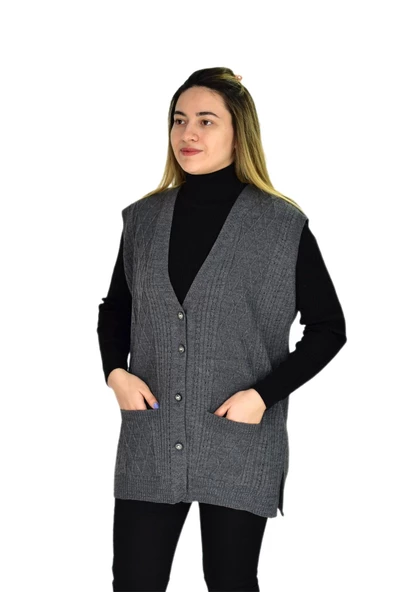 Kadın Cepli Triko Yelek BGL-ST03344 - Resim 7