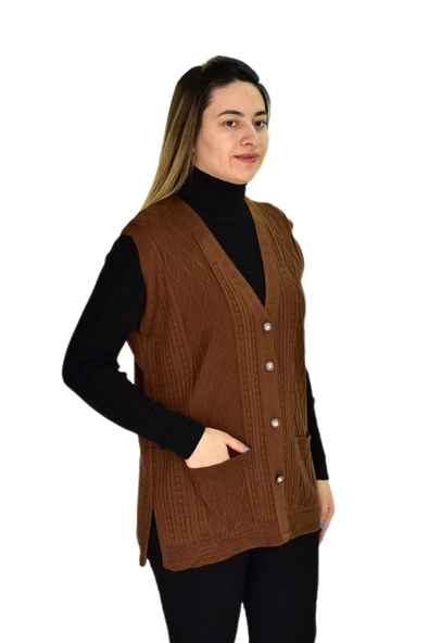 Kadın Cepli Triko Yelek BGL-ST03344 - Resim 12